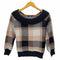 ブルーレーベルクレストブリッジ BLUE LABEL CRESTBRIDGE ブロックチェック ショルダーニット レディース 38