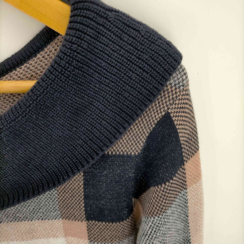 ブルーレーベルクレストブリッジ BLUE LABEL CRESTBRIDGE ブロックチェック ショルダーニット レディース 38