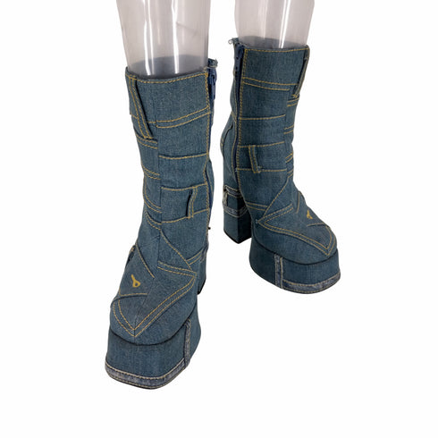 ジェフリーキャンベル Jeffrey Campbell デニムミドルブーツ レディース 37