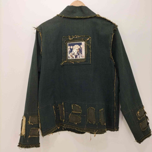 LINDA LUNDSTROM MADE IN CANADA Y2K パッチワークダメージ加工デニムジャケット レディース US:8