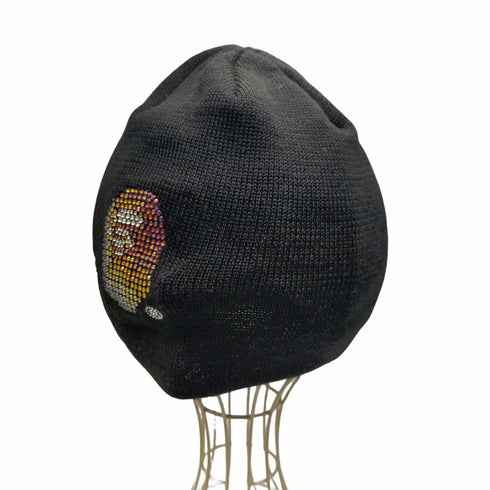 アベイシングエイプ A BATHING APE ラインストーン エイプヘッド ビーニー ニット帽 メンズ