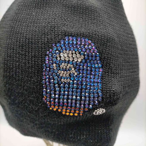 アベイシングエイプ A BATHING APE ラインストーン エイプヘッド ビーニー ニット帽 メンズ