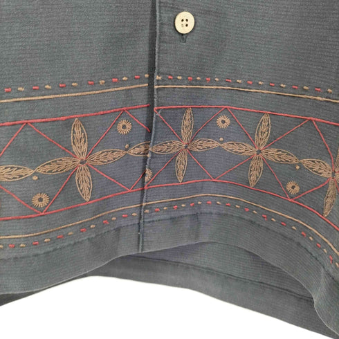 ジョンヘンリー JOHN HENRY レーヨン混 刺繍加工 開襟S/Sシャツ メンズ JPN:L