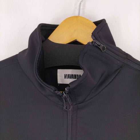 ヴィアヴァンダ viavanda PIPING JERSEY TOPS / BLACK × WINE RED レディース FREE