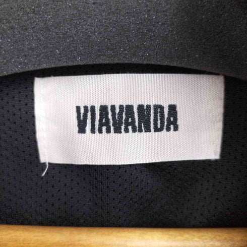 ヴィアヴァンダ viavanda PIPING JERSEY TOPS / BLACK × WINE RED レディース FREE