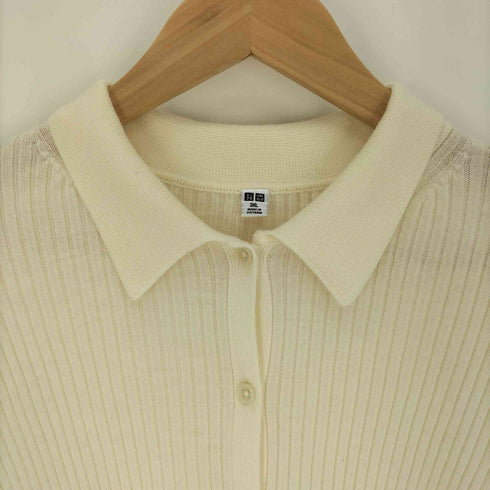 ユニクロ UNIQLO エクストラファインメリノリブポロカーディガン レディース 3XL