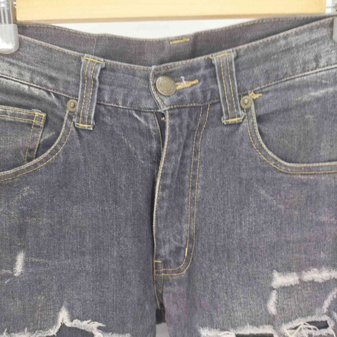 レフラー Leflah ダメージ スキニー ブラック デニム パンツ メンズ JPN:M