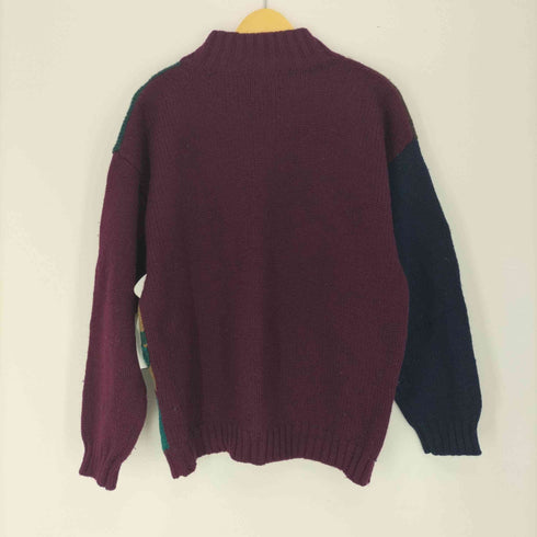 エディーバウアー Eddie Bauer 90S 黒タグ後期 ステッチ フラワー ウール ボトルネック ニット メンズ import:M