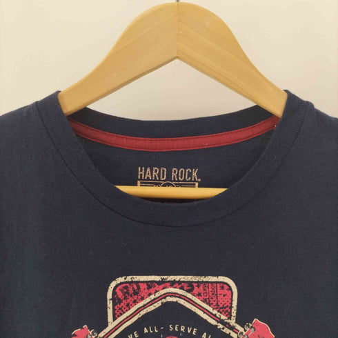 ハードロックカフェ Hard Rock Cafe Rock Is Free キャンバスワッペン ロゴプリント S/S Tシャツ メンズ import:L