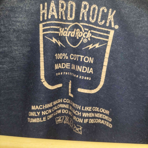 ハードロックカフェ Hard Rock Cafe Rock Is Free キャンバスワッペン ロゴプリント S/S Tシャツ メンズ import:L