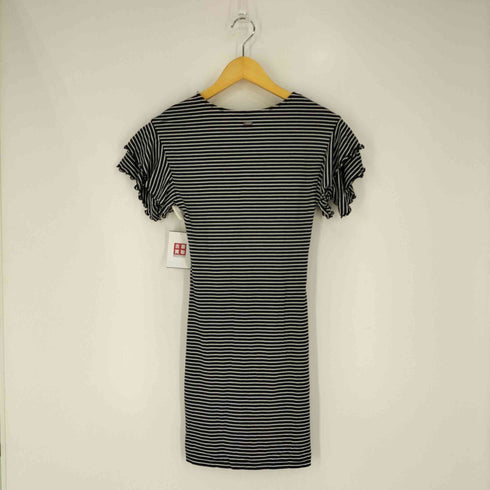アルマーニエクスチェンジ ARMANI EXCHANGE フリルスリーブ ボーダー柄 ビスコースワンピース レディース import:XS