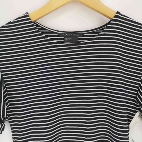 アルマーニエクスチェンジ ARMANI EXCHANGE フリルスリーブ ボーダー柄 ビスコースワンピース レディース import:XS