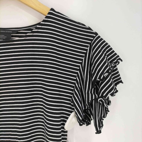 アルマーニエクスチェンジ ARMANI EXCHANGE フリルスリーブ ボーダー柄 ビスコースワンピース レディース import:XS