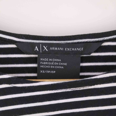 アルマーニエクスチェンジ ARMANI EXCHANGE フリルスリーブ ボーダー柄 ビスコースワンピース レディース import:XS