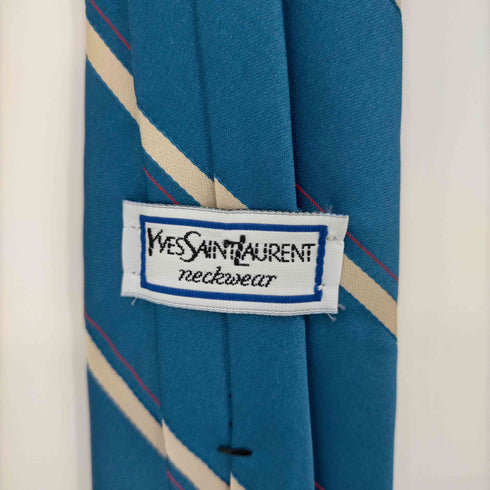 イヴサンローラン Yves Saint Laurent フロントロゴ刺繍ストライプネクタイ メンズ