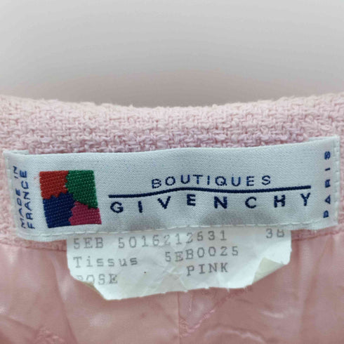 ジバンシィ GIVENCHY フランス製 ツイード ノーカラージャケット スカート セットアップ レディース 38