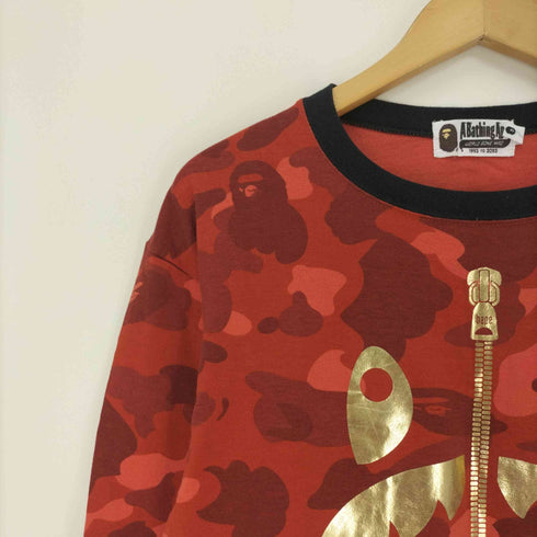 アベイシングエイプ A BATHING APE ゴールド シャーク ABC CAMO レイヤード ロングスリーブ Tシャツ メンズ JPN:L