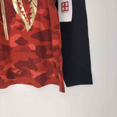 アベイシングエイプ A BATHING APE ゴールド シャーク ABC CAMO レイヤード ロングスリーブ Tシャツ メンズ JPN:L