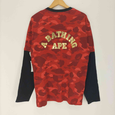 アベイシングエイプ A BATHING APE ゴールド シャーク ABC CAMO レイヤード ロングスリーブ Tシャツ メンズ JPN:L