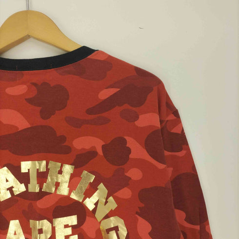 アベイシングエイプ A BATHING APE ゴールド シャーク ABC CAMO レイヤード ロングスリーブ Tシャツ メンズ JPN:L