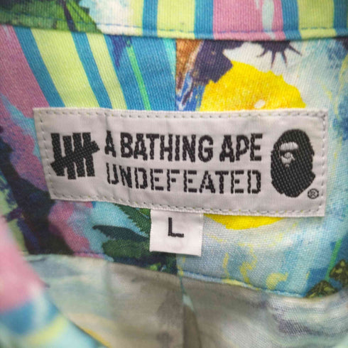 アベイシングエイプ A BATHING APE エイプヘッド 刺繍 総柄 S/S シャツ メンズ JPN:L