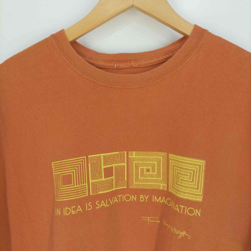 An idea is salvation by imagination メッセージプリント クルーネックTシャツ メンズ