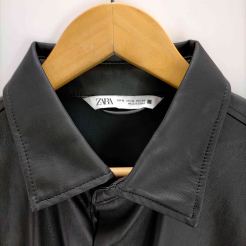 ザラ ZARA フェイクレザー 半袖シャツ メンズ JPN:XL