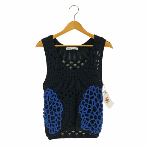 ザラ ZARA クロシェ コントラスト ニットベスト レディース import:S