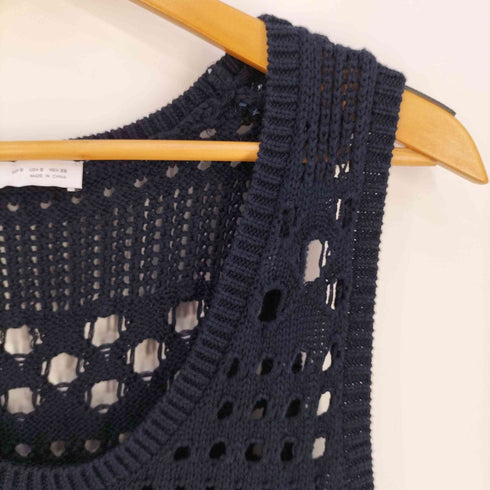 ザラ ZARA クロシェ コントラスト ニットベスト レディース import:S