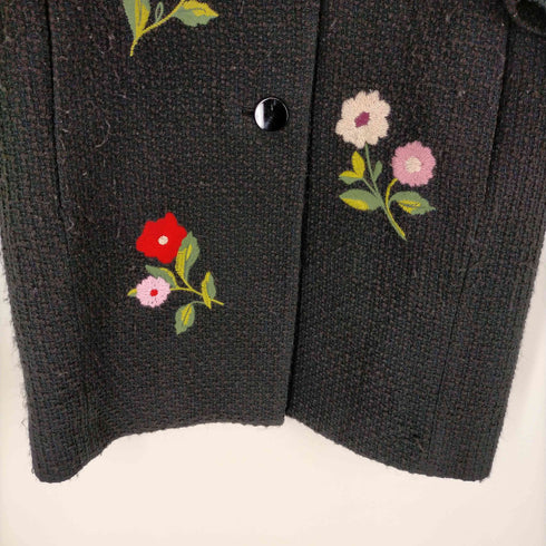 ケイトスペード Kate spade フラワー刺繍 ツイードコート レディース XS