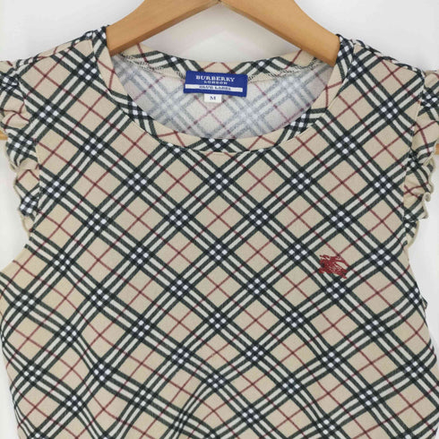 バーバリーブルーレーベル BURBERRY BLUE LABEL ノバチェック ロゴ刺繍 フリルノースリーブトップス レディース import:M