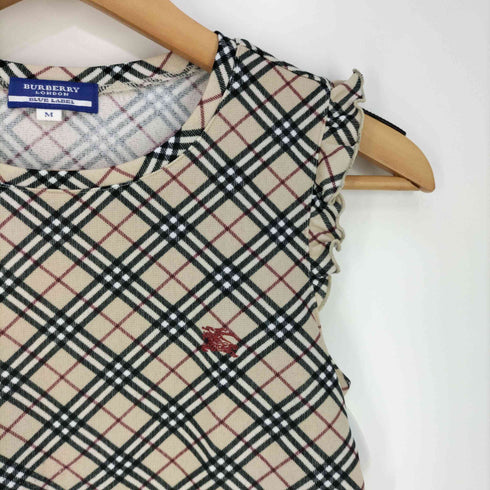 バーバリーブルーレーベル BURBERRY BLUE LABEL ノバチェック ロゴ刺繍 フリルノースリーブトップス レディース import:M