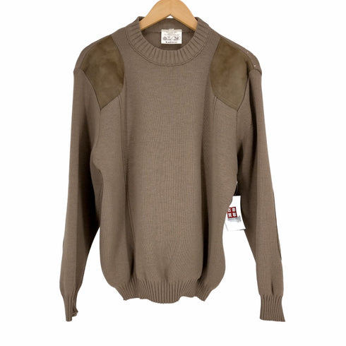 イギリス製 ヌバック切替 PURE NEW WOOL エルボーパッチ リブニット メンズ import:L