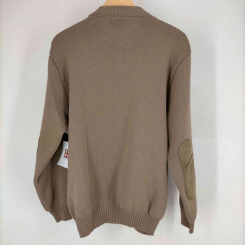 イギリス製 ヌバック切替 PURE NEW WOOL エルボーパッチ リブニット メンズ import:L