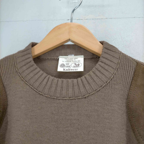 イギリス製 ヌバック切替 PURE NEW WOOL エルボーパッチ リブニット メンズ import:L
