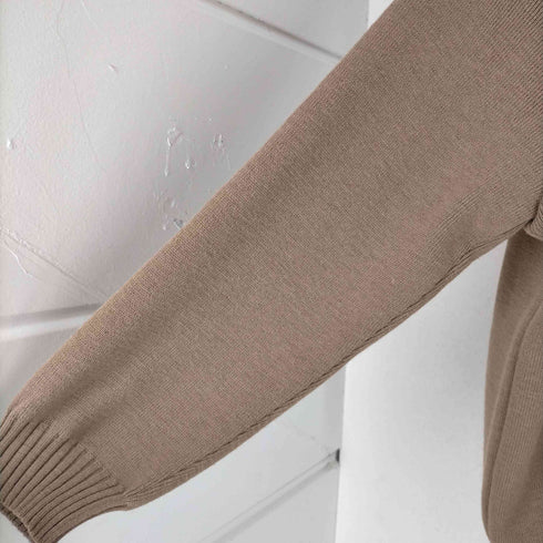 イギリス製 ヌバック切替 PURE NEW WOOL エルボーパッチ リブニット メンズ import:L