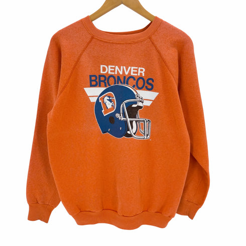 トレンチ TRENCH 80~90s USA製 DENVER BRONCOS ラグランスウェット メンズ JPN:L