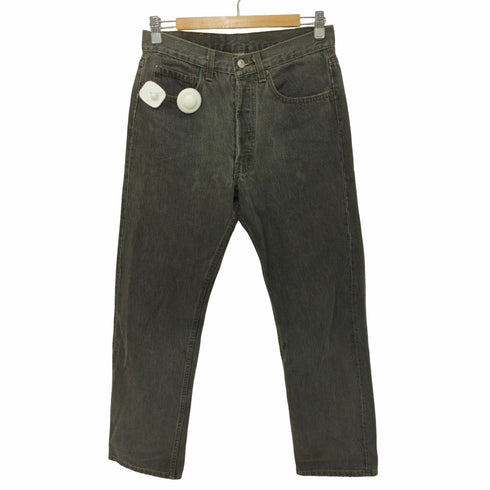 リーバイス Levis 87年製 532刻印 USA製 脇割り 先染めブラック 501 ストレートデニムパンツ メンズ 31×32