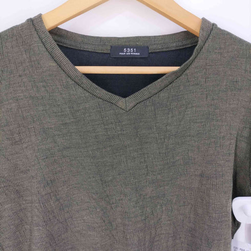ゴーサンゴーイチプールオム 5351 POUR LES HOMMES コットンポリウール Vネックニットカットソー メンズ JPN:1