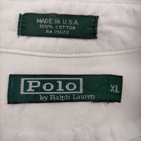 ポロバイラルフローレン Polo by RALPH LAUREN USA製 緑タグ エンブレム刺繍 ボタンダウン 長袖シャツ メンズ import:XL