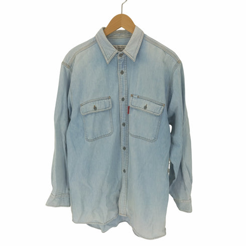 ラッキーストライク LUCKY STRIKE 90S 金属ボタン ダブルポケット L/S デニム シャツ メンズ import:L