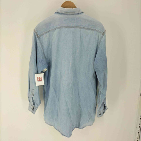 ラッキーストライク LUCKY STRIKE 90S 金属ボタン ダブルポケット L/S デニム シャツ メンズ import:L