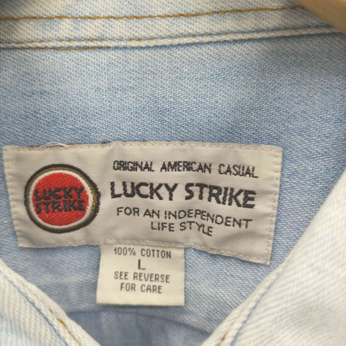 ラッキーストライク LUCKY STRIKE 90S 金属ボタン ダブルポケット L/S デニム シャツ メンズ import:L
