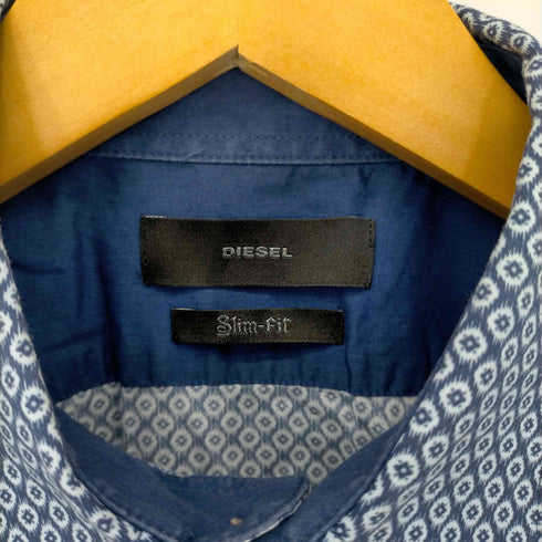 ディーゼル DIESEL Slim Fit 総柄 コットン S/Sシャツ メンズ