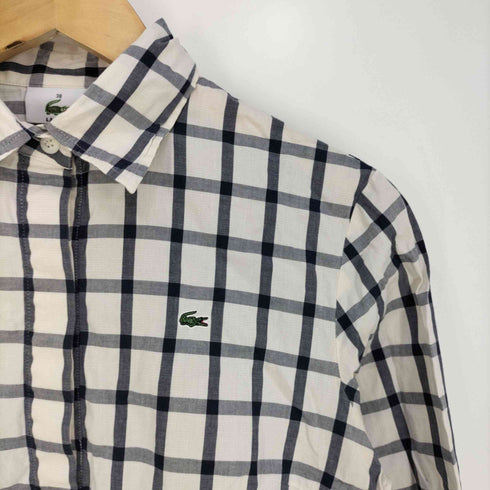 ラコステ LACOSTE ロゴ刺繍 チェック ハーフボタンシャツ レディース FR:38