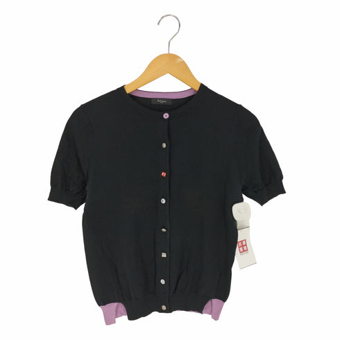 ポールスミスブラック Paul Smith BLACK 宝石ボタン 裾バイカラー ニットカーディガン レディース import:M