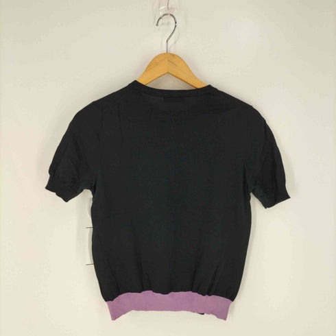 ポールスミスブラック Paul Smith BLACK 宝石ボタン 裾バイカラー ニットカーディガン レディース import:M