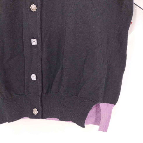 ポールスミスブラック Paul Smith BLACK 宝石ボタン 裾バイカラー ニットカーディガン レディース import:M