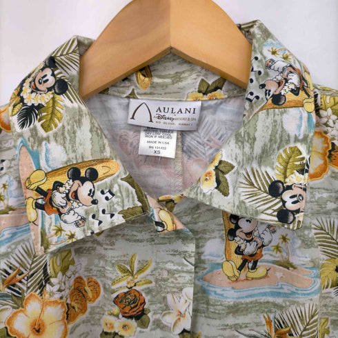 aulani MADE IN USA キャラクターホテルアロハシャツ レディース import:XS
