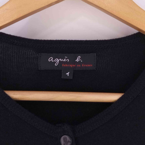 アニエスベー agnes b. フランス製 ロゴスナップボタン コットンニットカーディガン レディース 1
